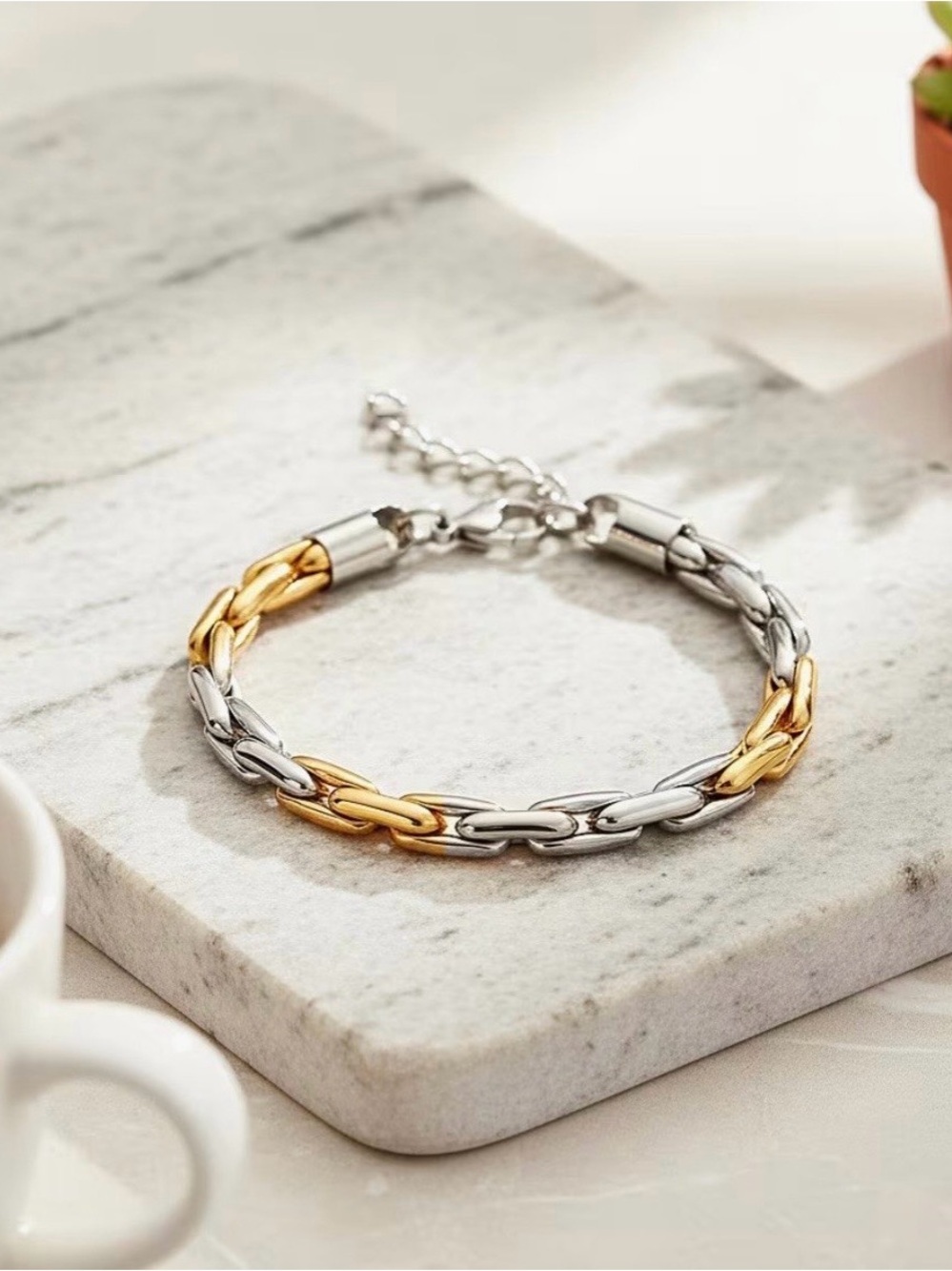 Two-Tone Gold & Silver Women's Chain Bracelet